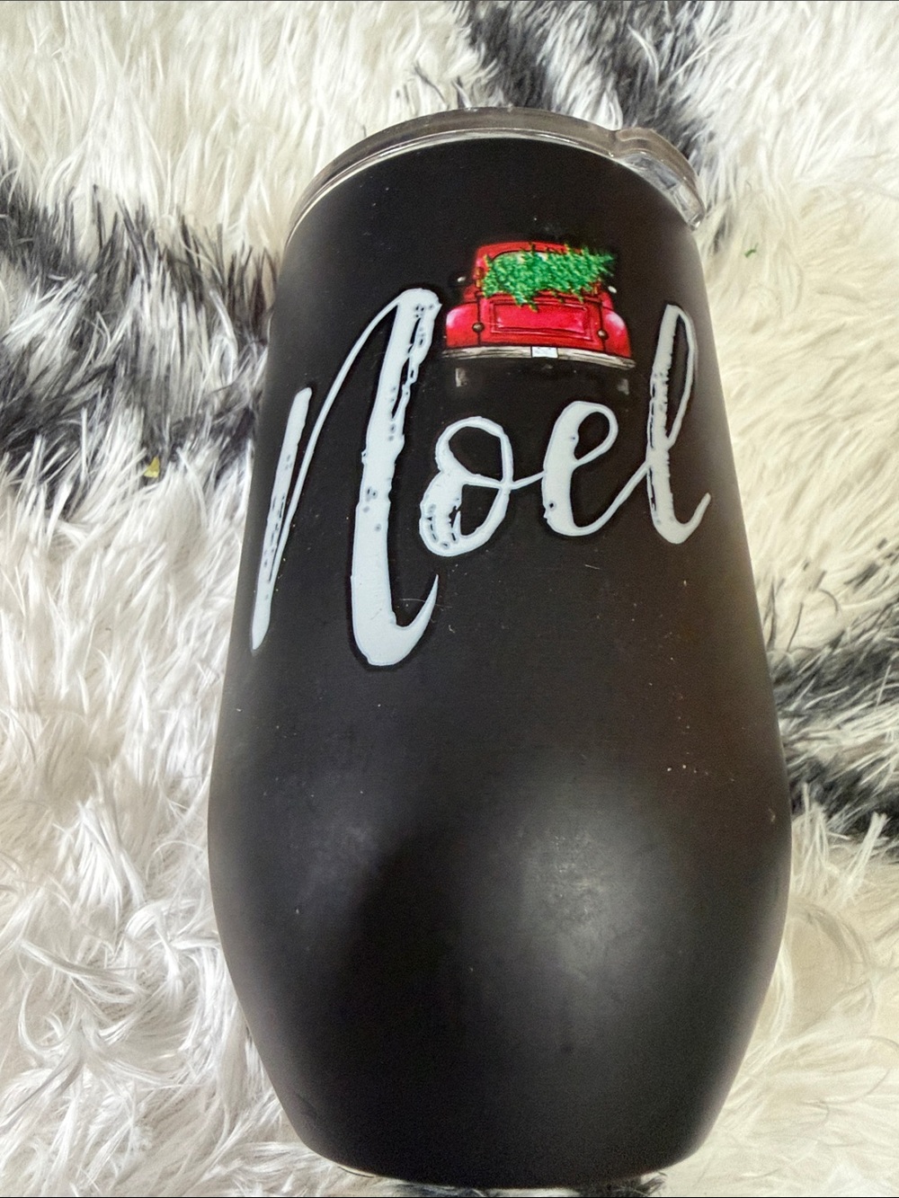 # 60.No Brand Black 'Noel' Holiday Insulated Tumbler with Red Truck